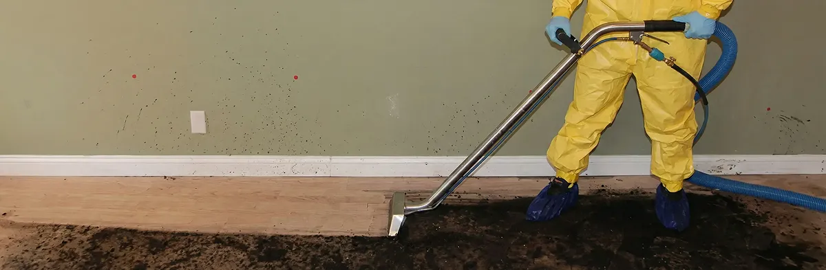 sewage removal service performing deep cleaning and extraction of sewage from an indoor area in Peoria, IL